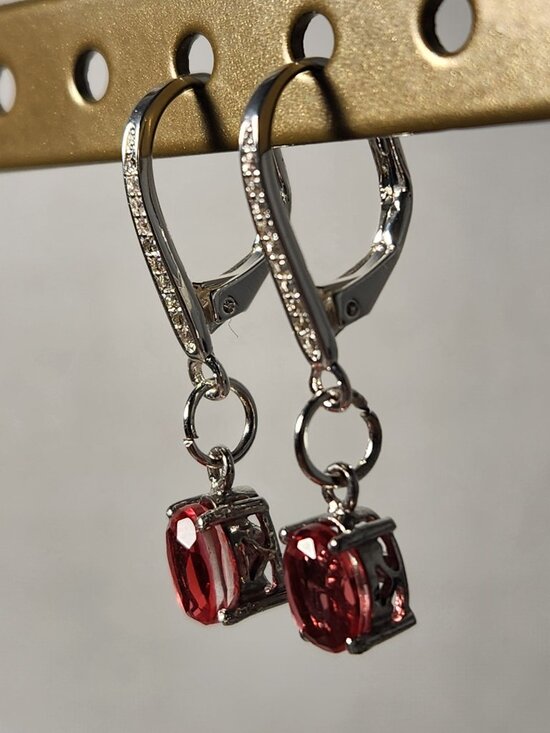 VTG NIB 925 Salmon Triplet Quartz Leverback Earrings - Picture 8 of 11